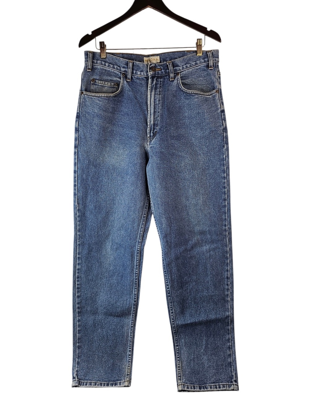 Merona Mens 34x32 Blue Denim Jeans Relaxed Fit Heavyweight Cotton (Fits 36x32)